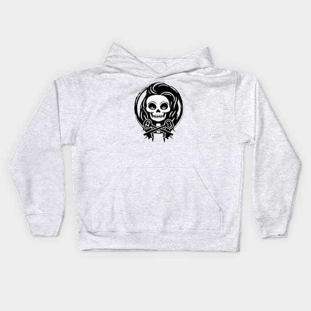 Locksmith Skull and Keys Black Logo Kids Hoodie by Nuletto